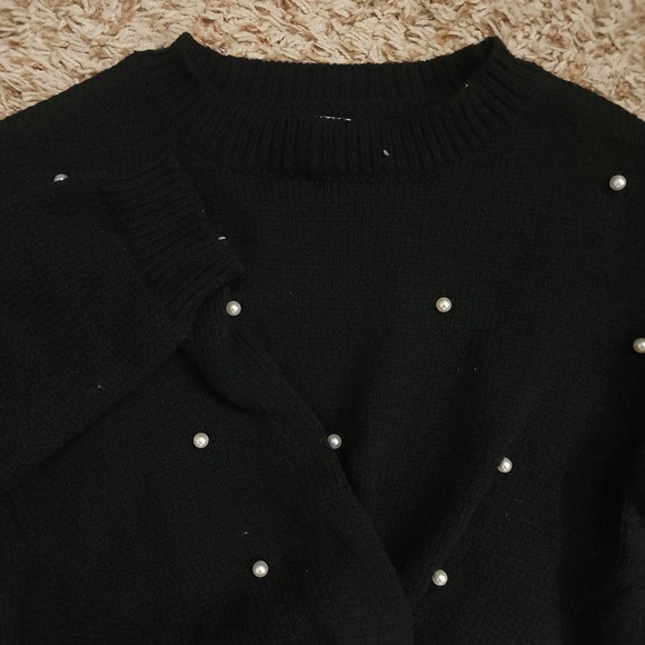 Shein Girls 13-14Y Black Pearl Long Sleeve Pullover Sweater - Picture 1 of 8
